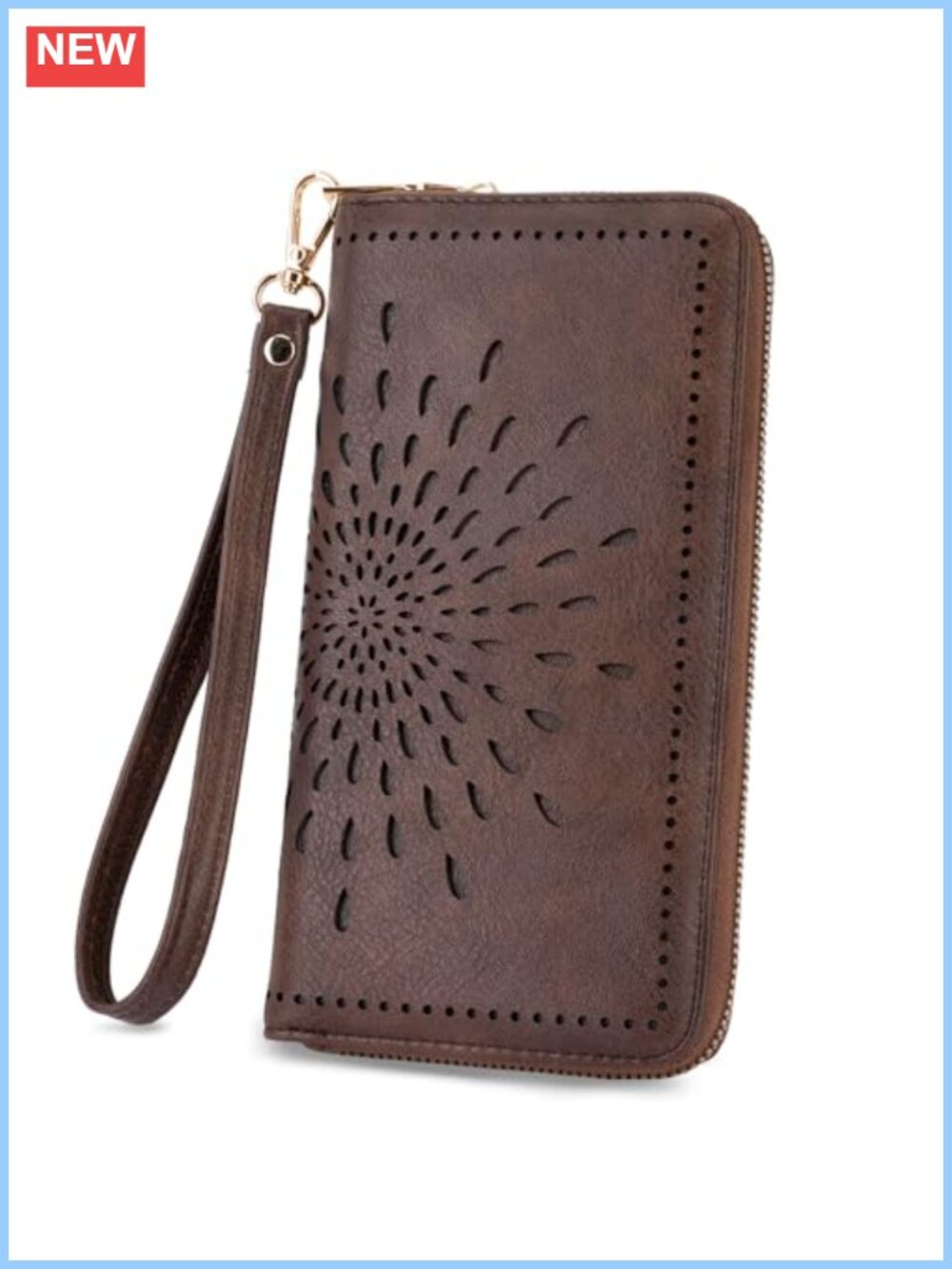 PU Leather Wallet Large Capacity Clutch RFID Wristlet Phone Zipper Coin Travel